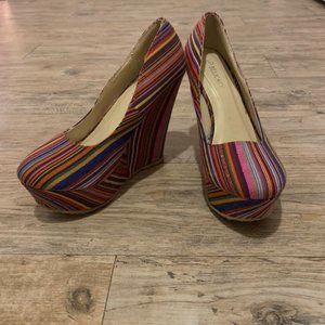 Striped Multicolor Platform Wedges 8